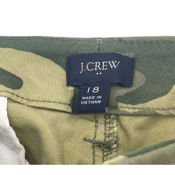 J. CREW Pants Women's Sz 18 Green Camouflage Straight Twill Mid Rise Girlfriend - Picture 6 of 8